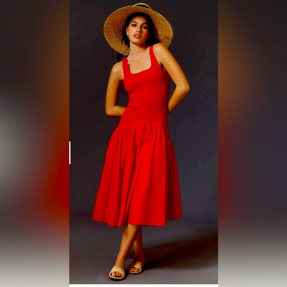 Hutch Sleeveless Smocked Drop-Waist Midi Dress - Picture 4 of 11